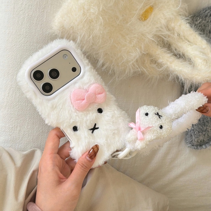 Cute cartoon White Fluffy fur  - Cute Cartoon Wrist Strap Silicone Case 评论和价格