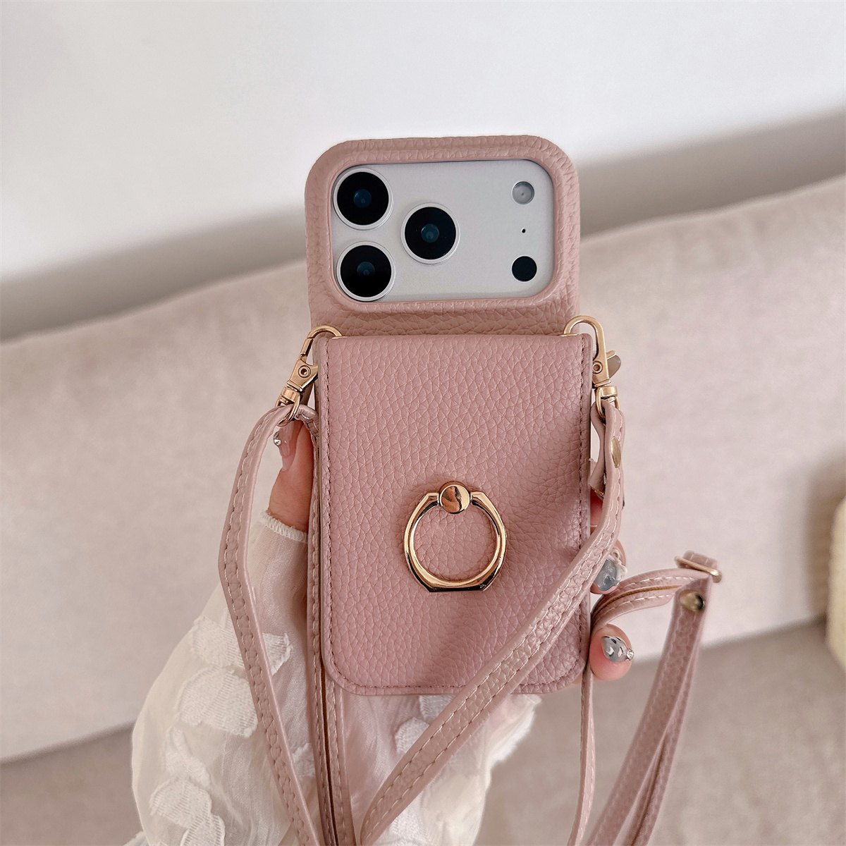Crossbody Lanyard with Ring Ca - Leather Wallet Card Holder Phone Cover 评论和价格