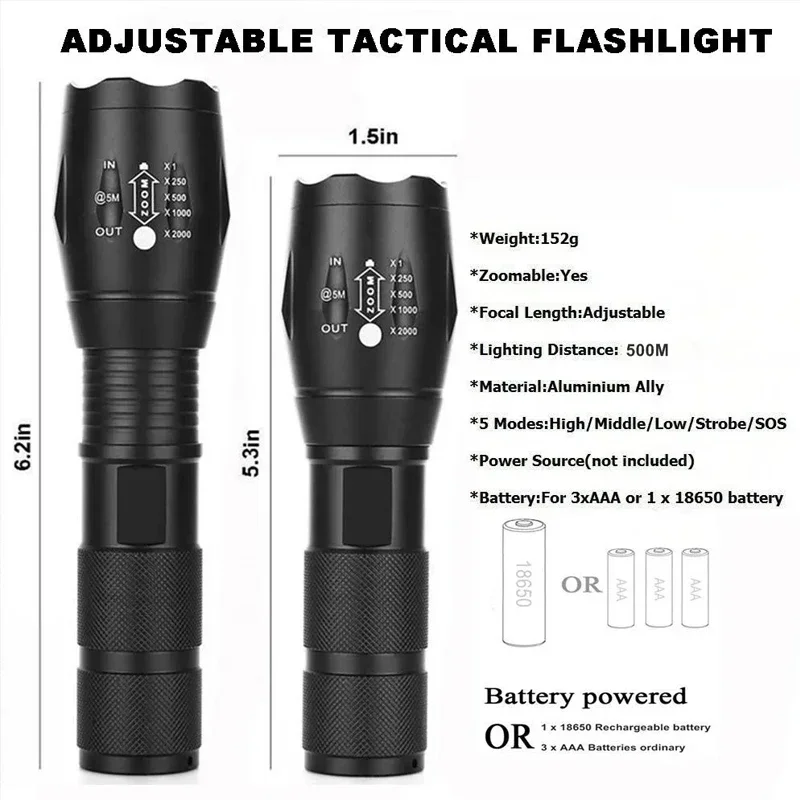 High Power T6 LED Flashlights  - Power Banks 评论和价格